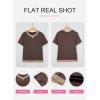 image:imageSHEWIN Womens Tops Casual Crewneck Color Block Short Sleeve Mock Double Layer TShirt Summer Outfits for Women 2026Brown