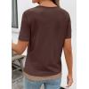 image:imageSHEWIN Womens Tops Casual Crewneck Color Block Short Sleeve Mock Double Layer TShirt Summer Outfits for Women 2026Brown