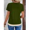 image:imageSHEWIN Womens Tops Casual Crewneck Color Block Short Sleeve Mock Double Layer TShirt Summer Outfits for Women 2026Dark Green