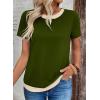 image:imageSHEWIN Womens Tops Casual Crewneck Color Block Short Sleeve Mock Double Layer TShirt Summer Outfits for Women 2026Dark Green