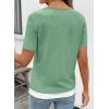 image:imageSHEWIN Womens Tops Casual Crewneck Color Block Short Sleeve Mock Double Layer TShirt Summer Outfits for Women 2026Grass Green