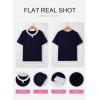 image:imageSHEWIN Womens Tops Casual Crewneck Color Block Short Sleeve Mock Double Layer TShirt Summer Outfits for Women 2026Navy Blue