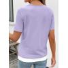 image:imageSHEWIN Womens Tops Casual Crewneck Color Block Short Sleeve Mock Double Layer TShirt Summer Outfits for Women 2026Purple
