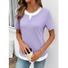 image:imageSHEWIN Womens Tops Casual Crewneck Color Block Short Sleeve Mock Double Layer TShirt Summer Outfits for Women 2026Purple