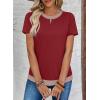 image:imageSHEWIN Womens Tops Casual Crewneck Color Block Short Sleeve Mock Double Layer TShirt Summer Outfits for Women 2026Red