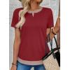 image:imageSHEWIN Womens Tops Casual Crewneck Color Block Short Sleeve Mock Double Layer TShirt Summer Outfits for Women 2026Red