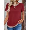 image:imageSHEWIN Womens Tops Casual Crewneck Color Block Short Sleeve Mock Double Layer TShirt Summer Outfits for Women 2026Red