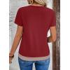 image:imageSHEWIN Womens Tops Casual Crewneck Color Block Short Sleeve Mock Double Layer TShirt Summer Outfits for Women 2026Red