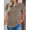 image:imageSHEWIN Womens Tops Casual Crewneck Color Block Short Sleeve Mock Double Layer TShirt Summer Outfits for Women 2026Taupe