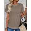 image:imageSHEWIN Womens Tops Casual Crewneck Color Block Short Sleeve Mock Double Layer TShirt Summer Outfits for Women 2026Taupe