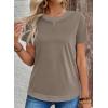 image:imageSHEWIN Womens Tops Casual Crewneck Color Block Short Sleeve Mock Double Layer TShirt Summer Outfits for Women 2026Taupe