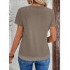 image:imageSHEWIN Womens Tops Casual Crewneck Color Block Short Sleeve Mock Double Layer TShirt Summer Outfits for Women 2026Taupe