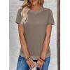 image:imageSHEWIN Womens Tops Casual Crewneck Color Block Short Sleeve Mock Double Layer TShirt Summer Outfits for Women 2026Taupe