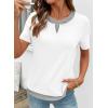 image:imageSHEWIN Womens Tops Casual Crewneck Color Block Short Sleeve Mock Double Layer TShirt Summer Outfits for Women 2026White