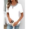 image:imageSHEWIN Womens Tops Casual Crewneck Color Block Short Sleeve Mock Double Layer TShirt Summer Outfits for Women 2026White