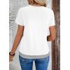 image:imageSHEWIN Womens Tops Casual Crewneck Color Block Short Sleeve Mock Double Layer TShirt Summer Outfits for Women 2026White