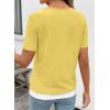 image:imageSHEWIN Womens Tops Casual Crewneck Color Block Short Sleeve Mock Double Layer TShirt Summer Outfits for Women 2026Yellow