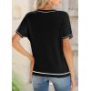 image:imageSHEWIN Womens Tops Trendy Short Sleeve Shirts Crewneck Lightweight Knit Sweater Top Business Casual OutfitsA Black