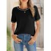 image:imageSHEWIN Womens Tops Trendy Short Sleeve Shirts Crewneck Lightweight Knit Sweater Top Business Casual OutfitsA Black