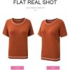 image:imageSHEWIN Womens Tops Trendy Short Sleeve Shirts Crewneck Lightweight Knit Sweater Top Business Casual OutfitsE Gold