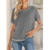 image:imageSHEWIN Womens Tops Trendy Short Sleeve Shirts Crewneck Lightweight Knit Sweater Top Business Casual OutfitsE Grey