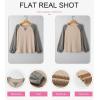 image:imageSHEWIN Womens Waffle Knit Tops Casual Crewneck Contrast Long Sleeve Shirts Loose Blouses Pullover Tunic TopOatmeal