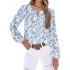 image:imageSHEWIN Blouses for Women Dressy Casual Floral Print Boho Long Sleeve Shirts Fall Tops for Women 2025Sky Blue