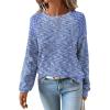 image:imageSHEWIN Fall Women Long Sleeve Tops Waffle Knit Shirts Multicolor Fabric Blouses 2026Blue