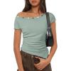 image:imageSHEWIN Women Off Shoulder Tops Summer Going Out Shirts Dressy Casual 2026Green