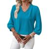 image:imageSHEWIN Women Smocked Neck Tops 34 Sleeve Loose Fit Shirts Business Dressy Casual 2026Blue