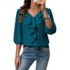 image:imageSHEWIN Womens Blouses Dressy Casual 34 Length Sleeve Work Shirts Business Casual Tops Spring Outfits for Women 2026Blue Sapphire