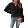 image:imageSHEWIN Womens Casual V Neck Sweatshirt Long Sleeve Lightweight Drop Shoulder Solid Pullover TopsBlack