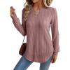 image:imageSHEWIN Womens Fall Fashion 2025 Casual Long Sleeve V Neck Tops Shirts SweatersFushia