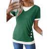 image:imageSHEWIN Womens Mock Layered Tops Casual Crewneck Short Sleeve Shirts Contrast Basic TeesGreen