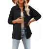 image:imageSHEWIN Womens Ribbed Knit Shacket Jacket Casual Long Sleeve Button Down Shirts Loose Sweater Tops Dressy Blouses with PocketBlack