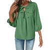 image:imageSHEWIN Womens Tops 34 Sleeves Blouse Babydoll Dressy Casual Top Elegant Bow Tie Loose Ladies Shirts 2026A Green