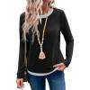 image:imageSHEWIN Womens Tops Casual Crewneck Color Block Long Sleeve Shirts Fall Fashion Basic Tees Slim FitBlack
