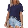 image:imageSHEWIN Womens Tops Trendy Short Sleeve Shirts Crewneck Lightweight Knit Sweater Top Business Casual OutfitsSail Blue