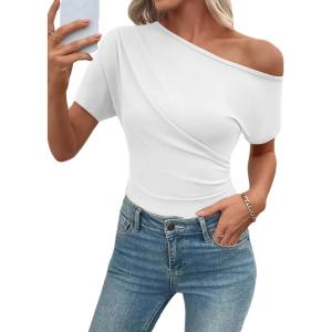 image:imageSHEWIN Going Out Tops for Women Sexy Short Sleeve Off Shoulder Top Pullover Womens Summer Tops 2026White