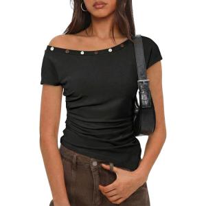 image:imageSHEWIN Women Off Shoulder Tops Summer Going Out Shirts Dressy Casual 2026Black