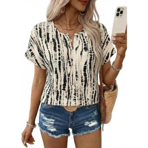 image:imageSHEWIN Womens Casual V Neck Floral Print Chiffon Blouses 34 Sleeve Boho Summer Tops ShirtsY White