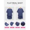 image:imageSHEWIN 2 Piece Sets for Women Summer Short Sleeve Shirts High Waisted Shorts with Pockets Lounge Matching SetBluing
