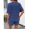 image:imageSHEWIN 2 Piece Sets for Women Summer Short Sleeve Shirts High Waisted Shorts with Pockets Lounge Matching SetBluing