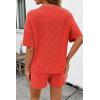 image:imageSHEWIN 2 Piece Sets for Women Summer Short Sleeve Shirts High Waisted Shorts with Pockets Lounge Matching SetOrange