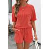 image:imageSHEWIN 2 Piece Sets for Women Summer Short Sleeve Shirts High Waisted Shorts with Pockets Lounge Matching SetOrange