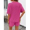 image:imageSHEWIN 2 Piece Sets for Women Summer Short Sleeve Shirts High Waisted Shorts with Pockets Lounge Matching SetRose Red