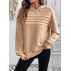image:imageSHEWIN 2025 Womens Hoodies Pleated Sweatshirt Fall Lightweight Pullover TopsLight French Beige
