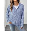 image:imageSHEWIN 2026 Fall Hoodies Waffle Knit Zip Up Sweatshirt Comfy Loose Fit ShakcetLight Blue