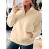 image:imageSHEWIN 2026 Women Half Zip Hoodies Fall Pullover SweatshirtBeige