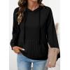 image:imageSHEWIN Hoodies for Women Casual Knit V Neck Sweaters with Pocket Womens Fall Fashion 2025Black
